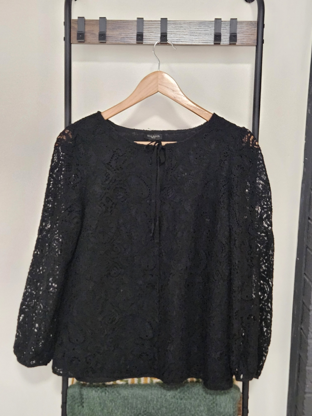 Talbots Black Lace Long-Sleeve Blouse
